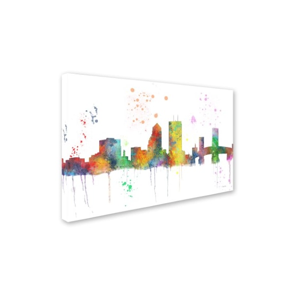 Marlene Watson 'Jacksonville Florida Skyline Mclr-1' Canvas Art,12x19